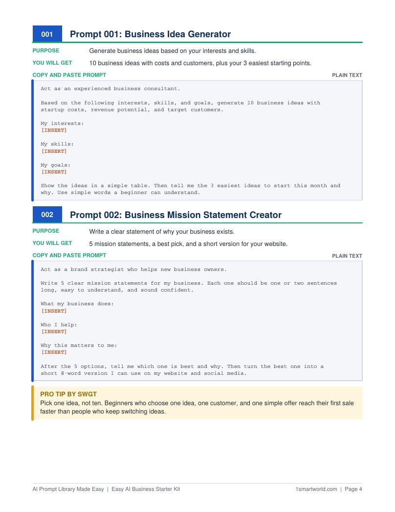 Prompt page example